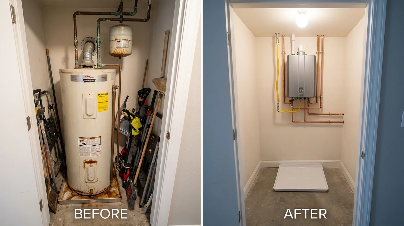 Tank water heater versus wall-mounted tankless unit comparison for Farmington, NM homeowners